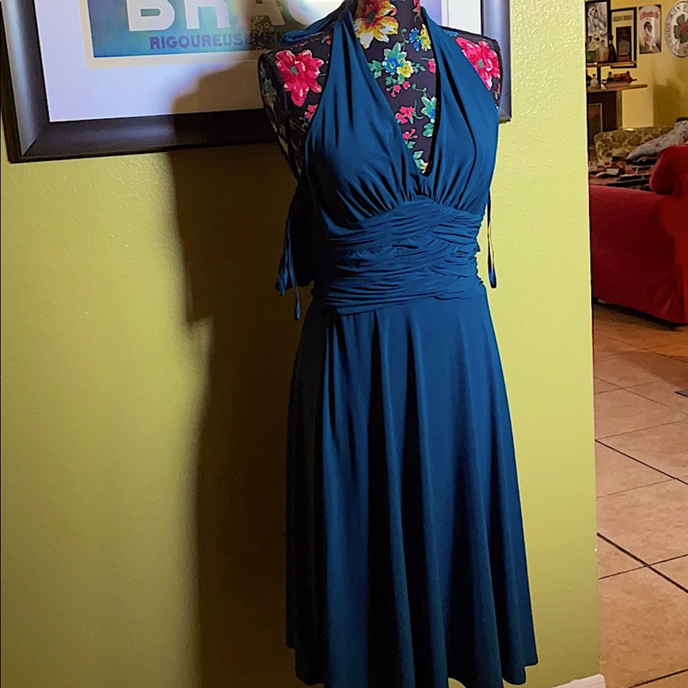 Jones New York teal cocktail dress 4